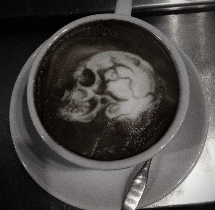 latte with a skull